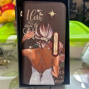 Nicole Lee  BLIND DATE,Brown Wallet with Stylish Graphic and Gold Accents